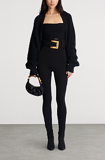 Stretch Belted Slim Trousers