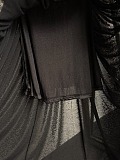 Chain Belt Detailed Pleated Long Dress