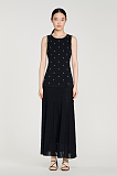 Rhinestone flower print maxi dress