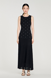 Rhinestone flower print maxi dress