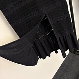 Pointelle-knit Top & Ruffled Midi Skirt