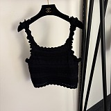 Pointelle-knit Top & Ruffled Midi Skirt