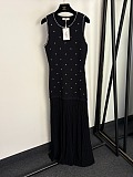Rhinestone flower print maxi dress