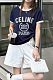 Printed T-shirt in Blue & White