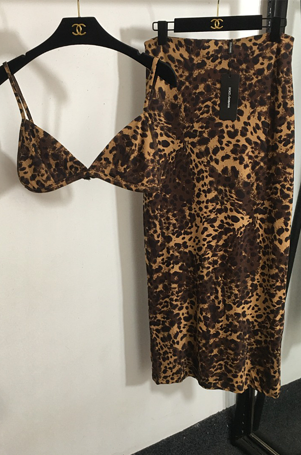 Leopard Printed Bra & Skirt