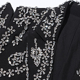 Black Crystal Embellished Cut-Out Blazer Mini Dress