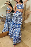 Long majolica-print Poplin Skirt in Multicolor