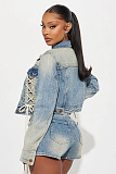 Lace-up Denim Set