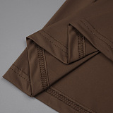 Brown Deep V-Neck Draped Waist Maxi Dress