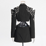 Black Crystal Embellished Cut-Out Blazer Mini Dress