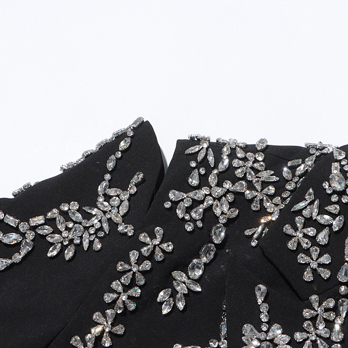 Black Crystal Embellished Cut-Out Blazer Mini Dress