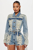 Lace-up Denim Set