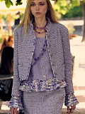 Cotton tweed & Sequins  Lilac Skirt