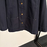 Leather-Collar Canvas Utility Jacket