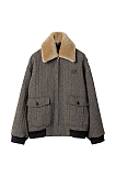 Chevron Blouson Jacket with Shearling Collar