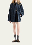 Leather-Collar Canvas Utility Jacket