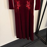 Beaded Long Dress in wine Red