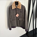 Chevron Blouson Jacket with Shearling Collar