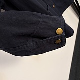 Leather-Collar Canvas Utility Jacket