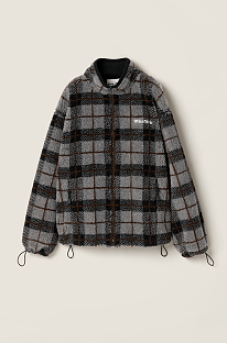Checked Teddy Zipper Jacket