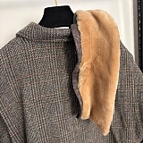 Chevron Blouson Jacket with Shearling Collar