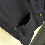 Leather-Collar Canvas Utility Jacket