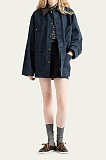 Leather-Collar Canvas Utility Jacket