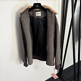 Chevron Blouson Jacket with Shearling Collar