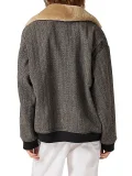 Chevron Blouson Jacket with Shearling Collar