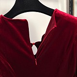 Beaded Long Dress in wine Red