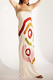 Printed Strapless Long Dress