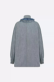 Blouse with Removable Ruched Collar