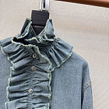 Blouse with Removable Ruched Collar