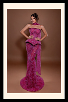 Strapless Beaded Geometric Mermaid Dress