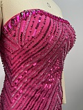 Strapless Beaded Geometric Mermaid Dress