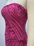 Strapless Beaded Geometric Mermaid Dress