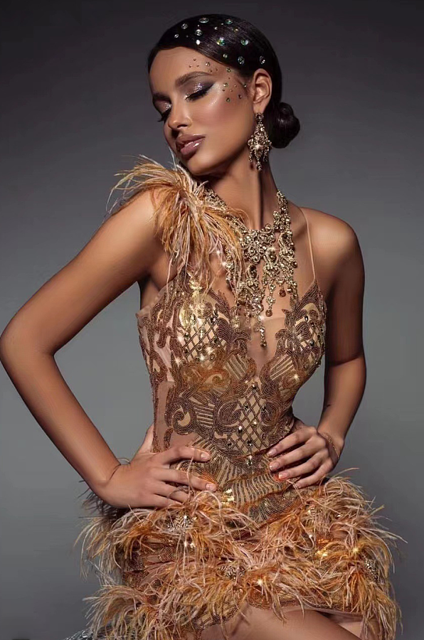 Feather Evening Dress