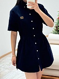 Button Up Velvet Polo Dress