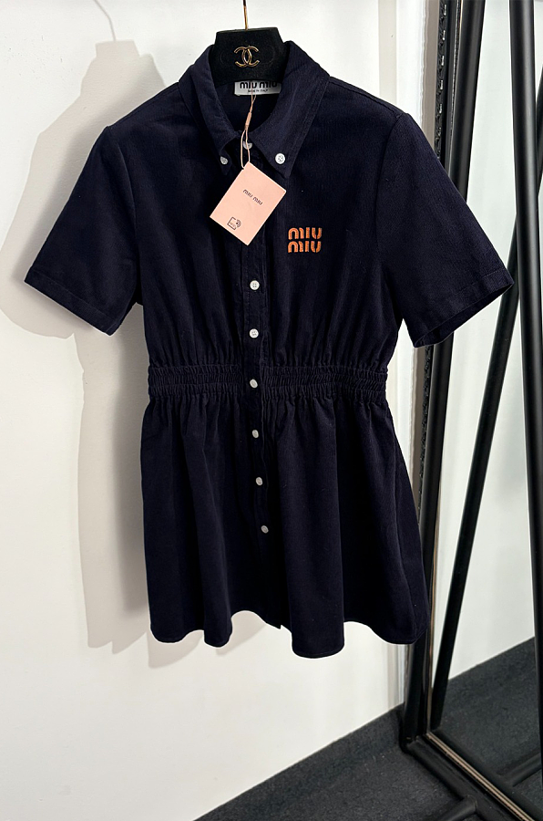 Button Up Velvet Polo Dress