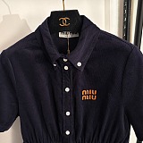 Button Up Velvet Polo Dress