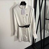 Logo Embroidered Shirt Dress with Waist Bag