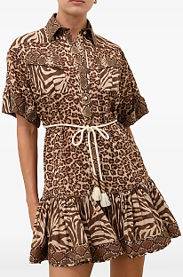 Animal-print Ruffled Mini Dress