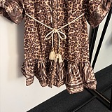 Animal-print Ruffled Mini Dress