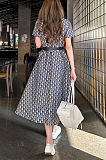 Short-sleeved Monogram Midi Dress