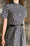 Short-sleeved Monogram Midi Dress
