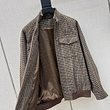 Houndstooth Check Blouson Jacket