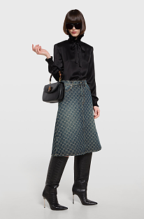 Cotton Denim Jacquard Skirt
