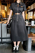 Half Zip-up Shirt Dress