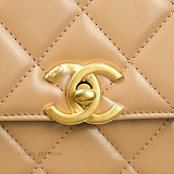 Quilted Mini Perfect Fit Adjustable Beige Calfskin Gold Hardware