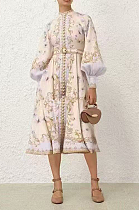 Hypnotic Floral-print Puff-sleeve Midi Dress